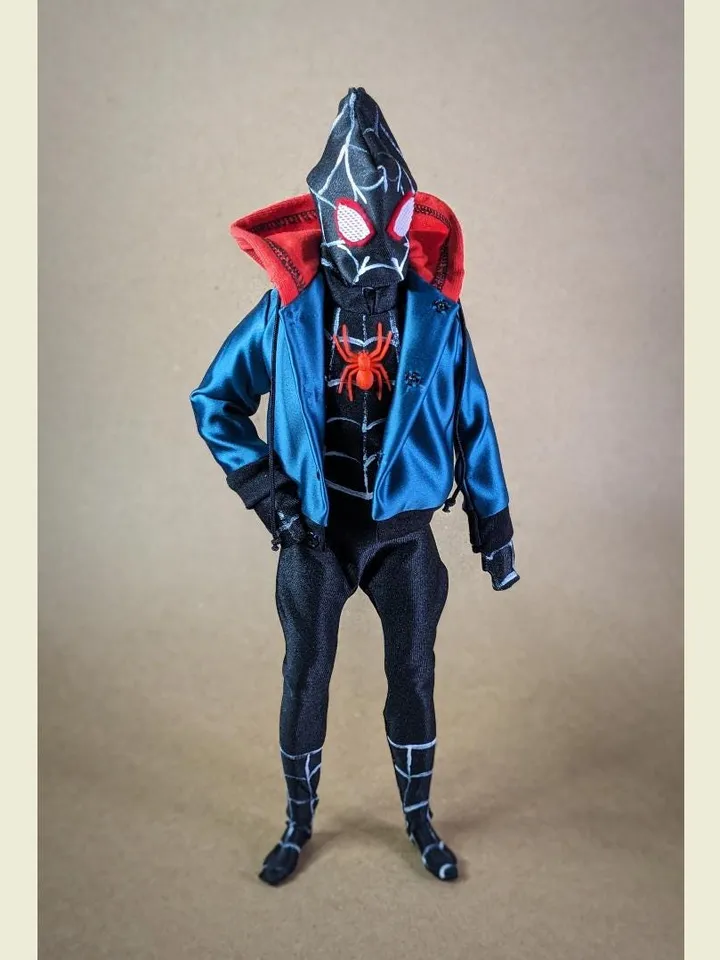 Black cosplay Spider bodysuit for 12-inch fashion male dolls
