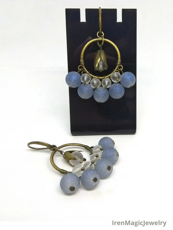 Elegant earrings with matte glass beads