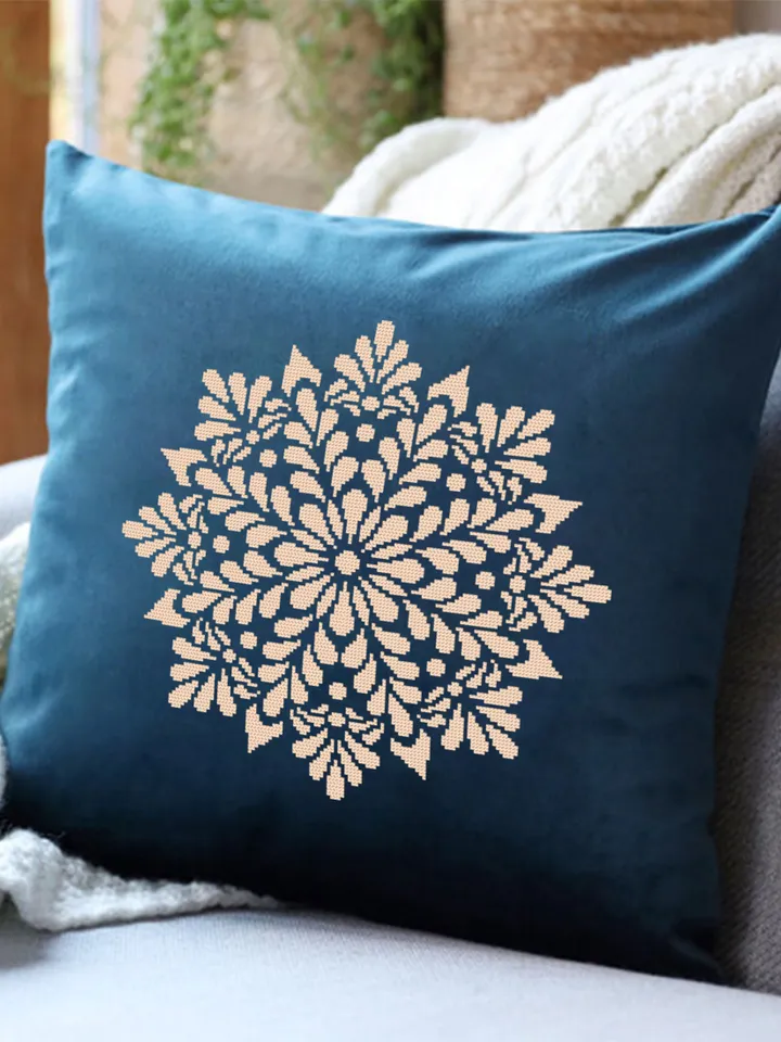 Flower mandala cross stitch pattern PDF download Floral mandala pattern digital PDF, Monochrome cross stitch chart, Mandala ornament #M230