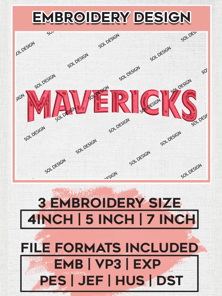 NCAA Mavericks Football Team Word Logo Embroidery Design Files, NCAA Omaha Mavericks Machine Embroidery, NCAA Teams, Game Day, 3 sizes, NCAA Machine embroidery designs, Digital Download
