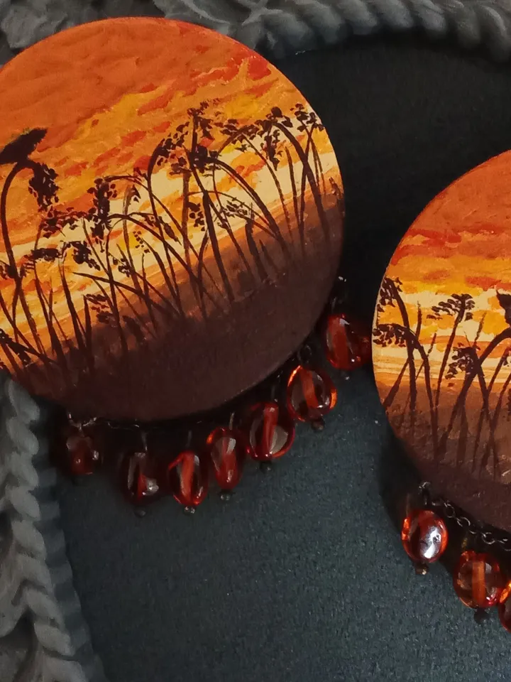 Earrings with natural amber "At sunset"
