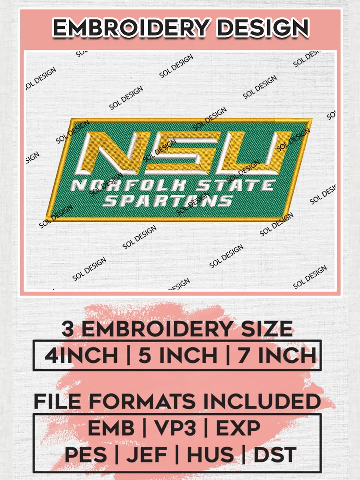 NSU Spartans College Football Team Logo embroidery designs, NCAA Norfolk State Spartans Logo Machine embroidery designs, NCAA Team Logo embroidery designs, NCAA Game Day Machine embroidery designs, Digital Download