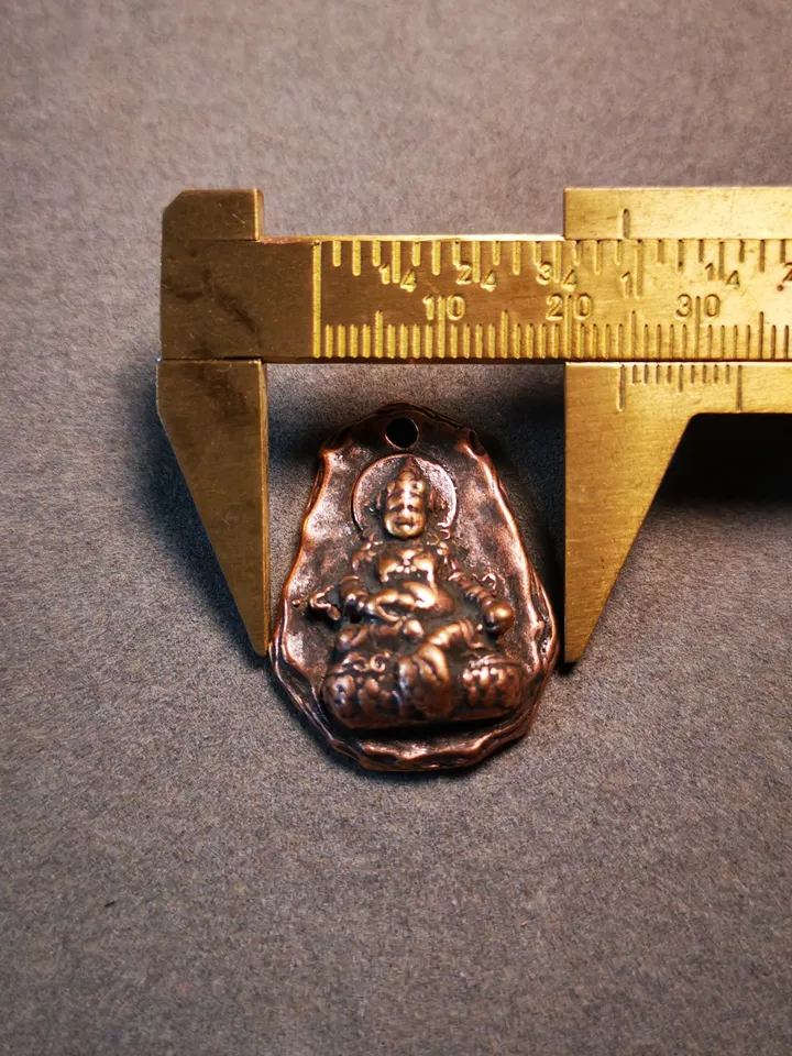 Gandhanra Handmade Amulet,Yellow Jambhala Pendant with Leather Necklace,Made of Brass
