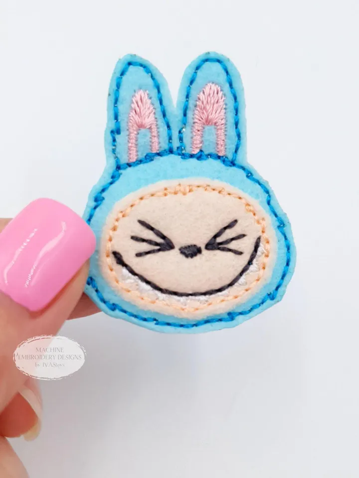 ITH Labu Bunny Face Felties Design for Hair Clips & Brooches, Monster Elf Applique Pattern, 4x4 Hoop DIY File