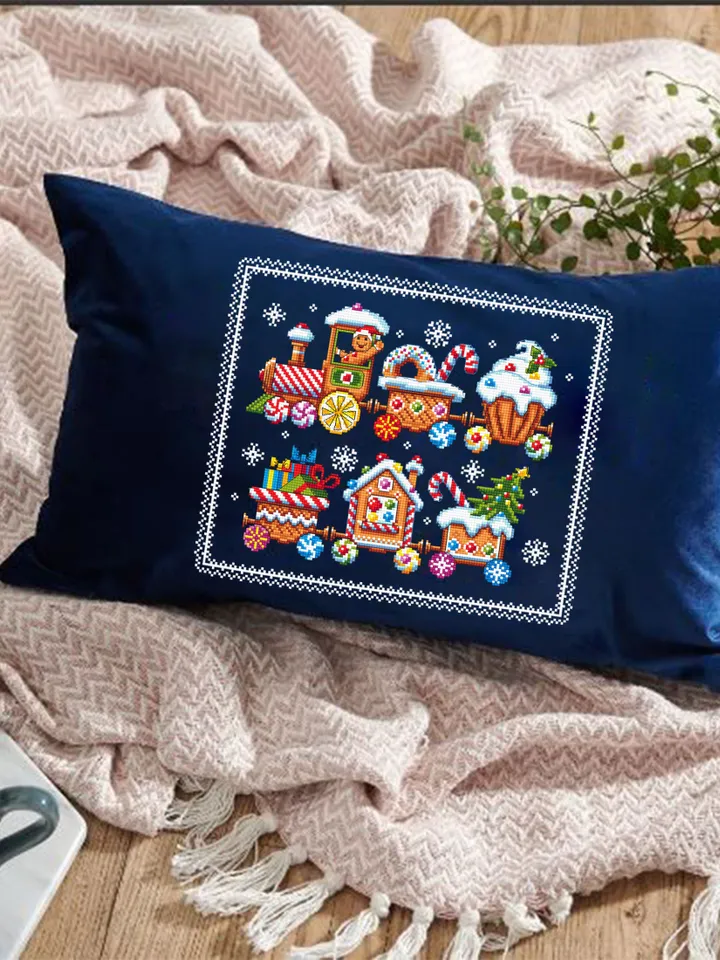 Christmas gingerbread cross stitch pattern download PDF Christmas train cross stitch, Holiday embroidery beginner Sweet Christmas candy #N80
