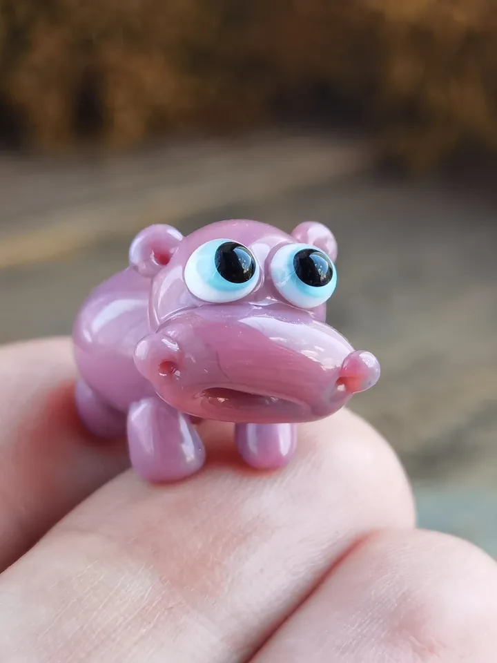 Glass beads Hippo beads Lampwork beads hippo figurine Glass hippo Miniature hippo Tiny glass animals Blown glass art Terrarium