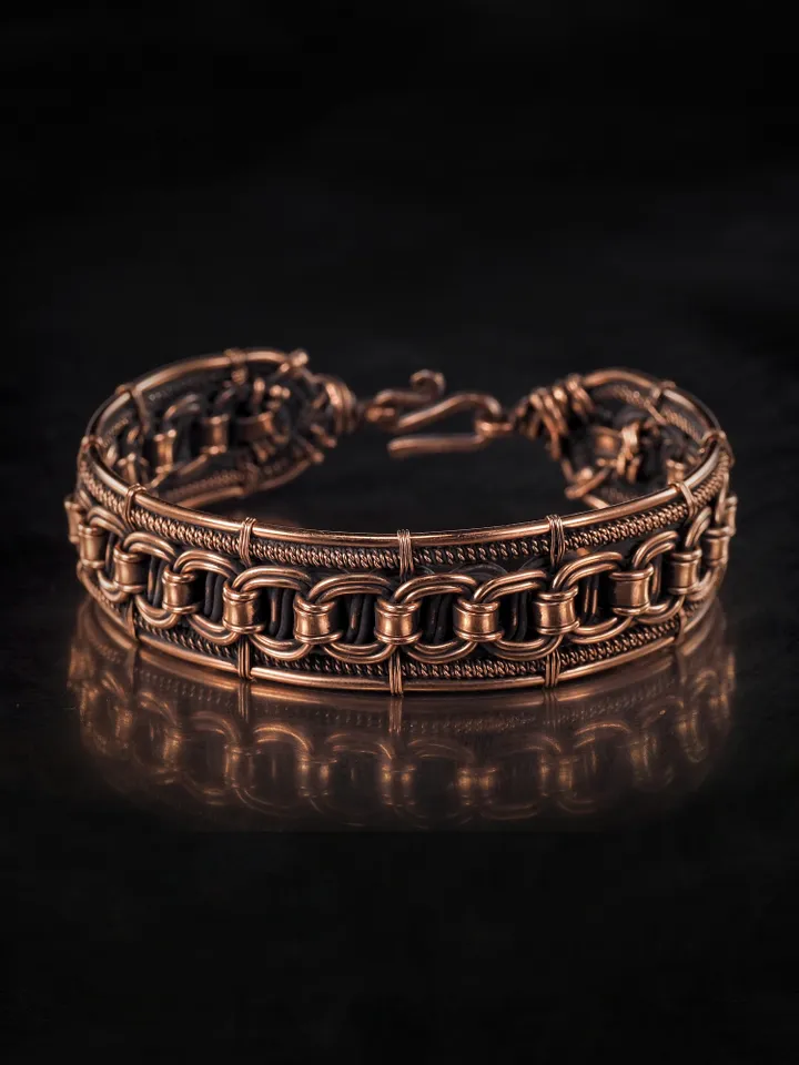 Woven copper wire bracelet Antique style handcrafted copper jewelry Unique gift