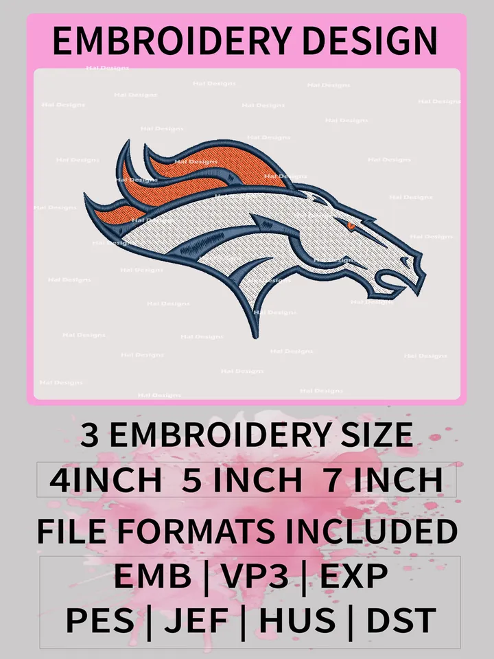 Denver Broncos Embroidery Files, NFL Logo Embroidery Designs, NFL Broncos, NFL Machine Embroidery Designs
