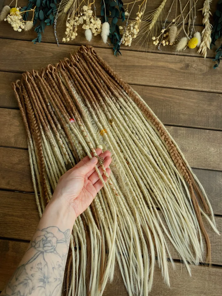Honey brown to blonde ombre synthetic Se dreadlocks and braids, Ready to ship