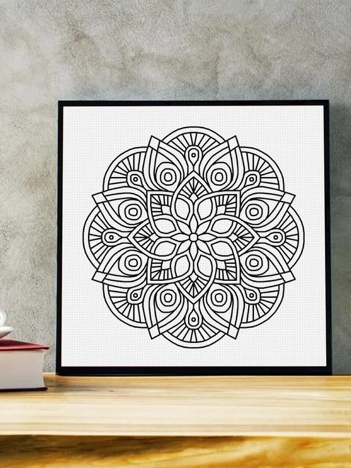 Flower mandala blackwork pattern PDF download Mandala ornament Backstitch chart, Blackwork mandala embroidery PDF, Mandala cross stitch #W36