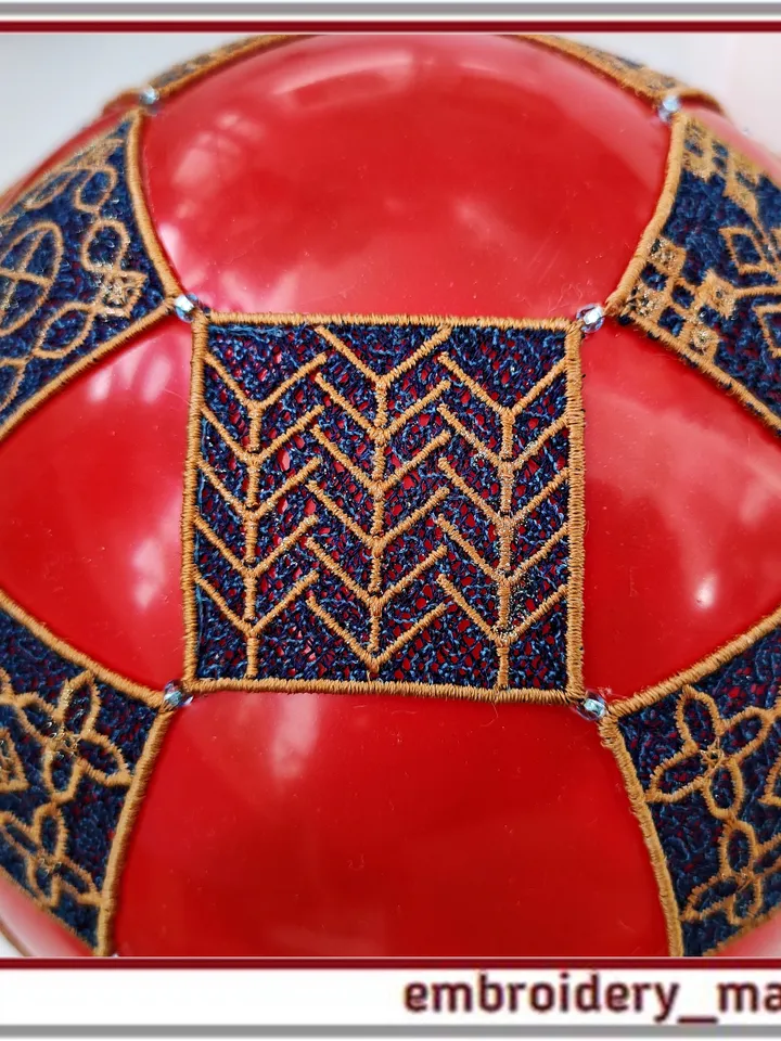 In the hoop embroidery design FSL ornament for Christmas ball by Embroidery Manavi 05