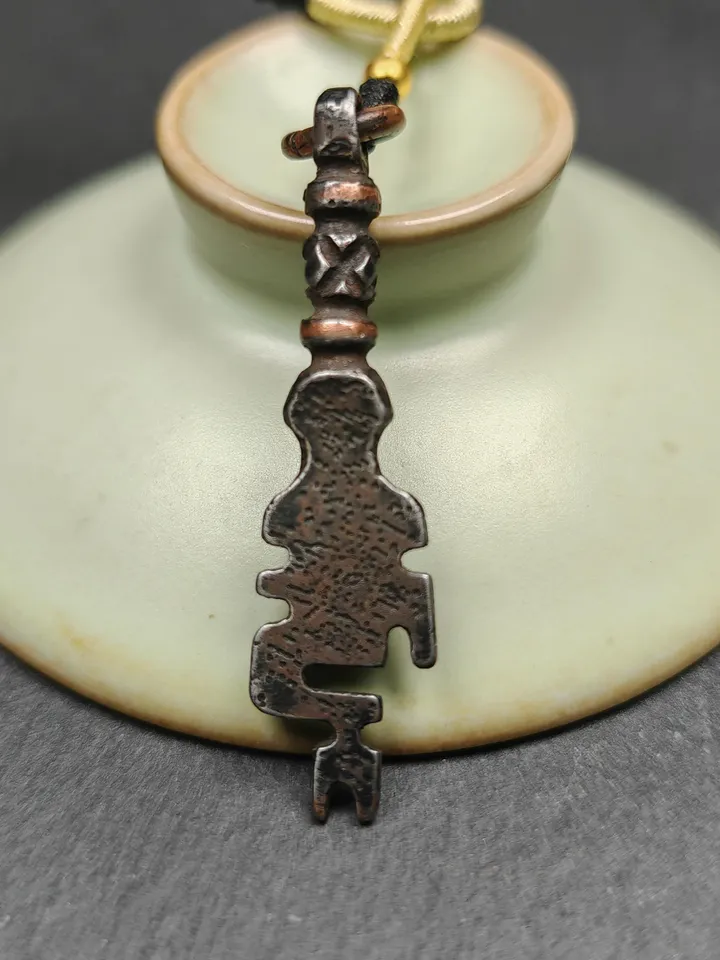 Antique Tibetan Amulet,The Key of Heart Pendant, Gandhanra Handmade Himalayan Style Pendant,Lucky Charm,Made of Cold Iron