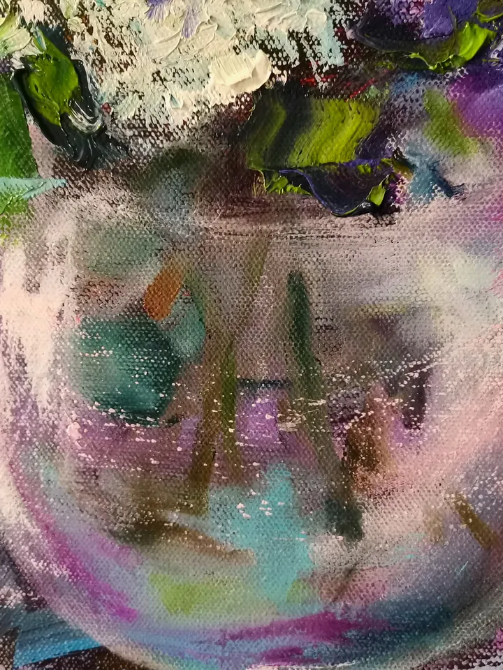 Lilac Flowers Impasto Big Oil Painting on Canvas Original Artist Svinar Oksana