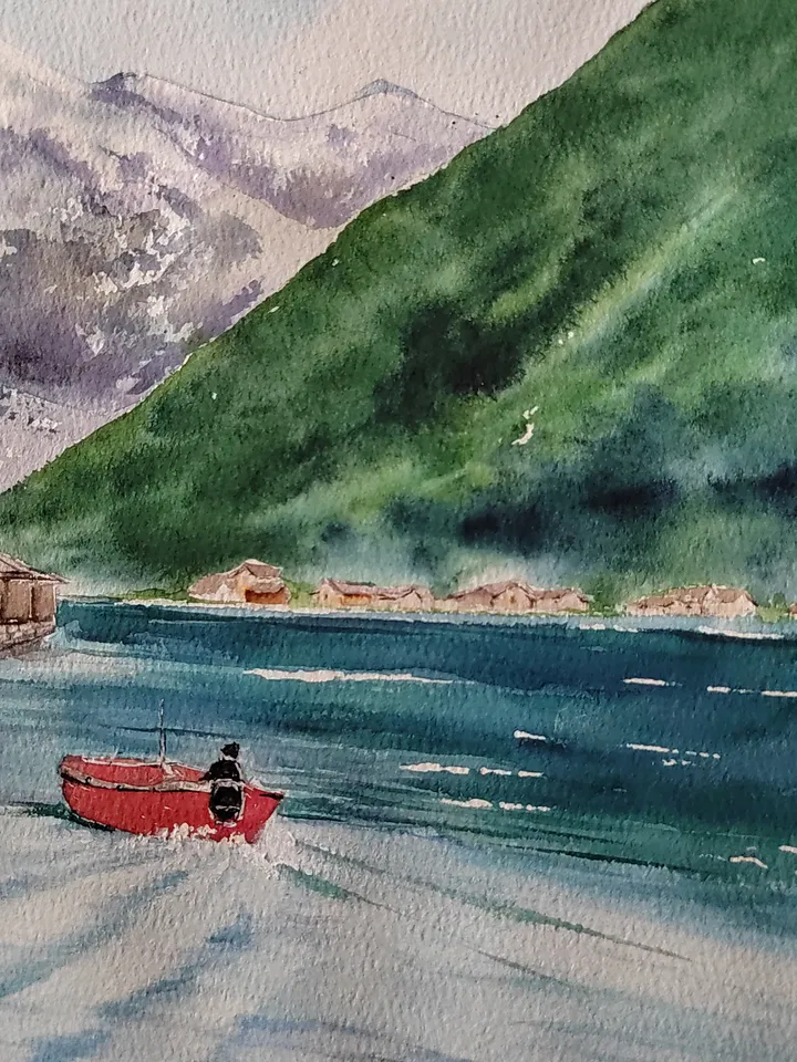 Original Watercolor Painting Montenegro Landscape Art Old Budva Artwork Coast of Montenegro Picture 30x40 cm by SoftWaves