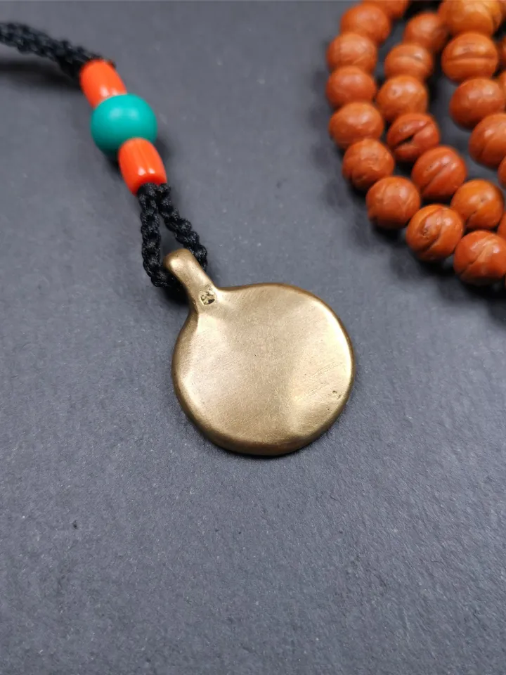 Gandhanra Handmade Tibetan Buddhist Amulet,Shankha(Divine Conch) Amulet Pendant,Made of Brass,0.98"