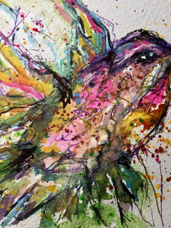 Set of 2 hummingbirds original watercolour painting,diptych birds watercolor painting,small paintings unique love gift