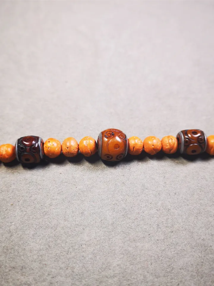 Gandhanra Tibetan Mala Spacer Beads Set,Bone Carved Marker Beads for Prayer Beads Necklace Accessories,Made of Yak Bone and Copper