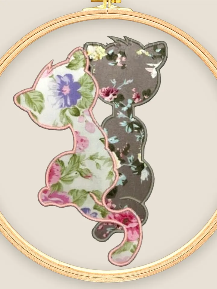 Machine embroidery design cats love applique, digital embroidery pattern machine embroidery design applique embroidery motif