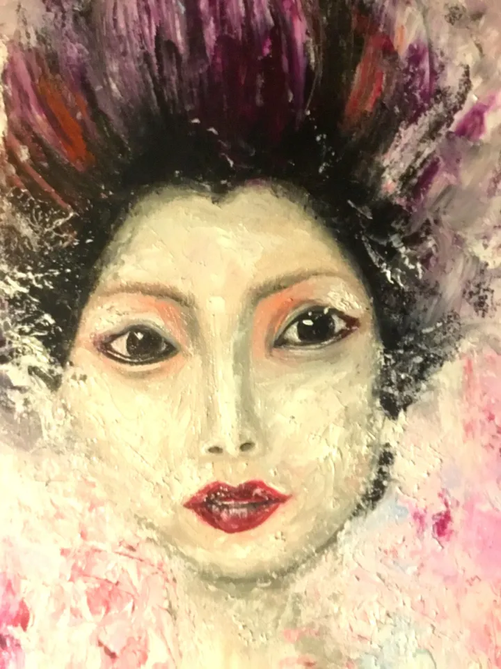 Japanese girl,original oil painting on stretched canvas,geisha painting,Japanese wall art,home decoration.