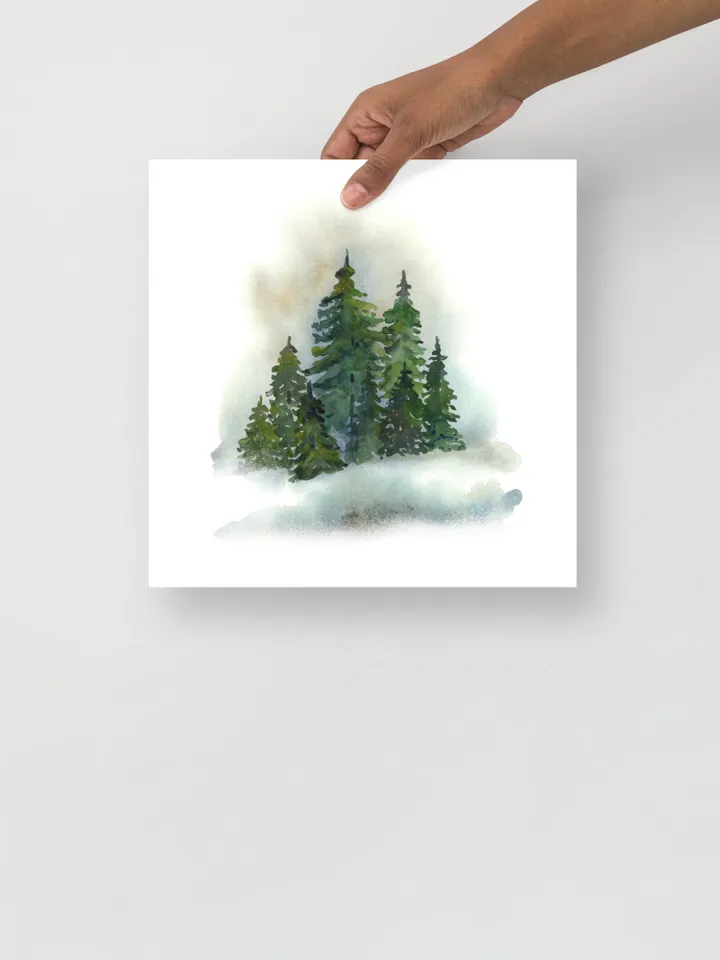 Christmas Tree Print, Christmas Printable Art, Snow Winter Large Poster,Printable Art ,Evergreen Foster, Winter Scene Poster Winter Wall Art