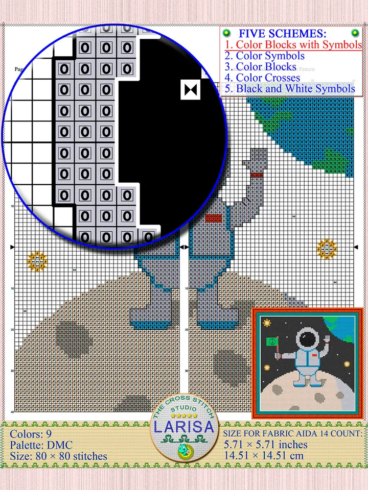 Lunar Ambassador Cross Stitch Pattern | Astronaut on the Moon