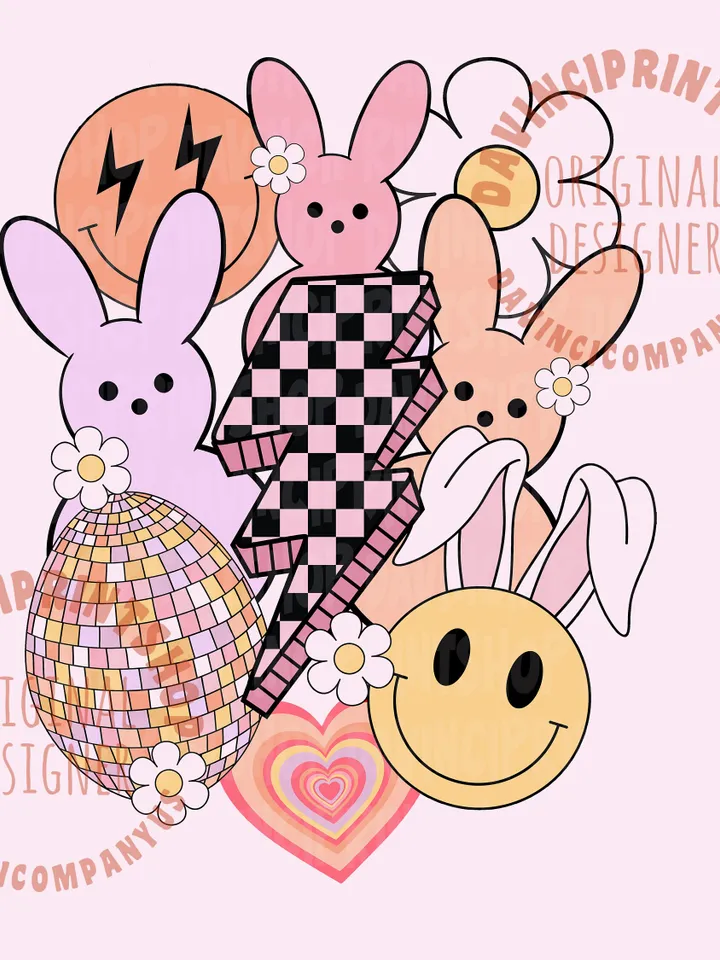 Retro Easter png, Easter bunny png, Easter sublimation design, groovy easter png, bunny png, easter lightning bolt, easter shirt, png files