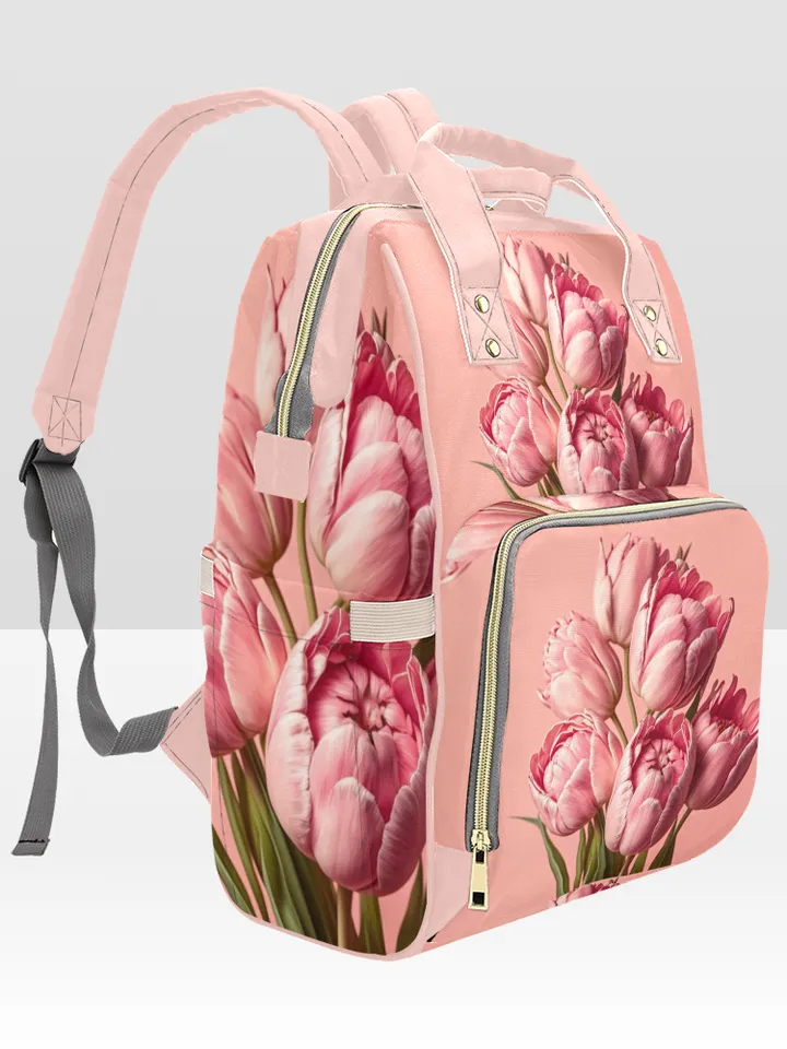 Tulips Flowers Diaper Bag Backpack