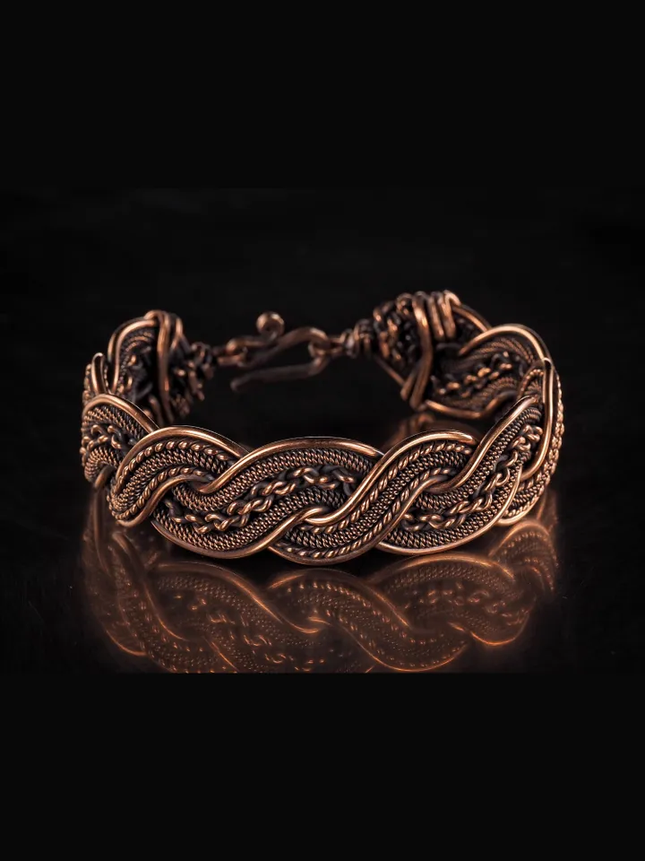 Wire wrapped copper bracelet for woman Antique style copper jewelry WireWrapArt