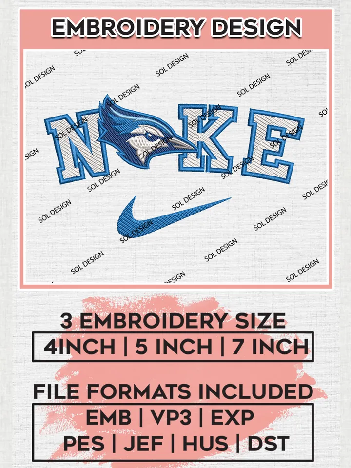 Nike Creighton Bluejays Machine Embroidery Design, NCAA Creighton Bluejays Embroidery Design Design files, NCAA Embroidery Designs, NCAA Machine Embroidery Designs, Digital Download