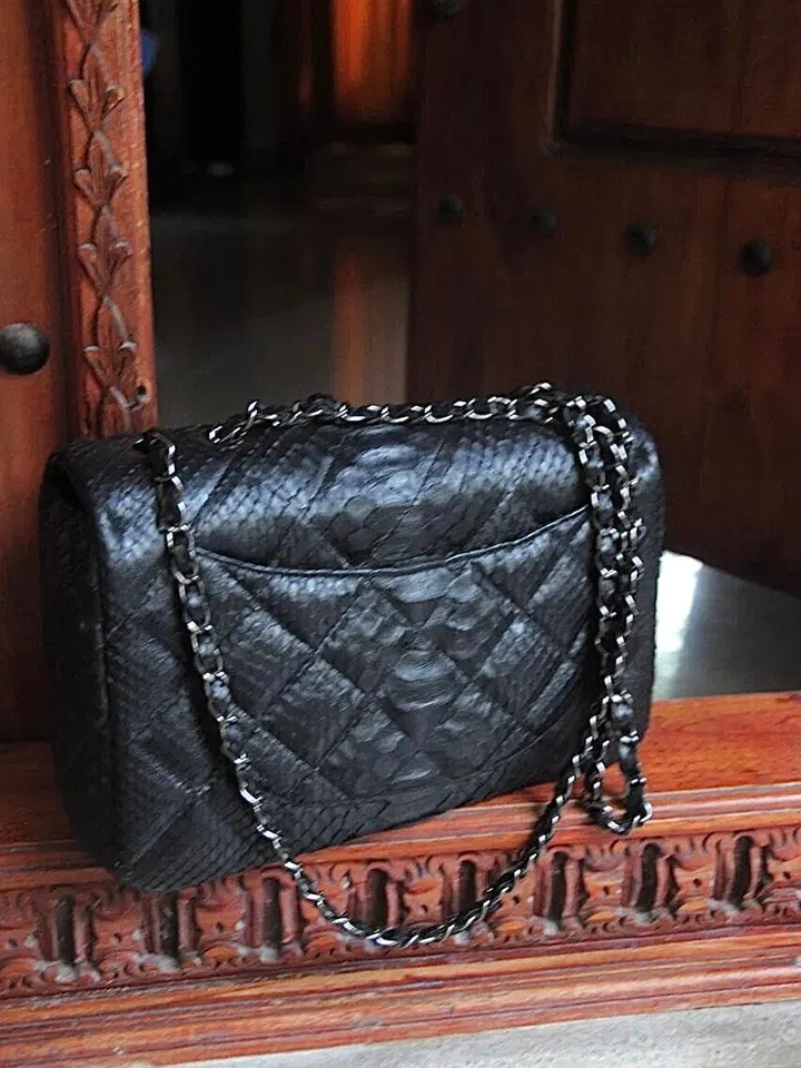 Genuine python skin classy stitched big crossbody  | designer women leather handbag | snakeprint bag | crossbody purse |  gift for her