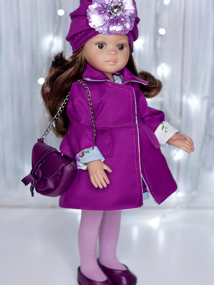 Paola Reina coat, dress, bag, shoes, hat/ Doll clothing, 13 inch doll clothes, Outfit for a doll, Paola Reina clothes