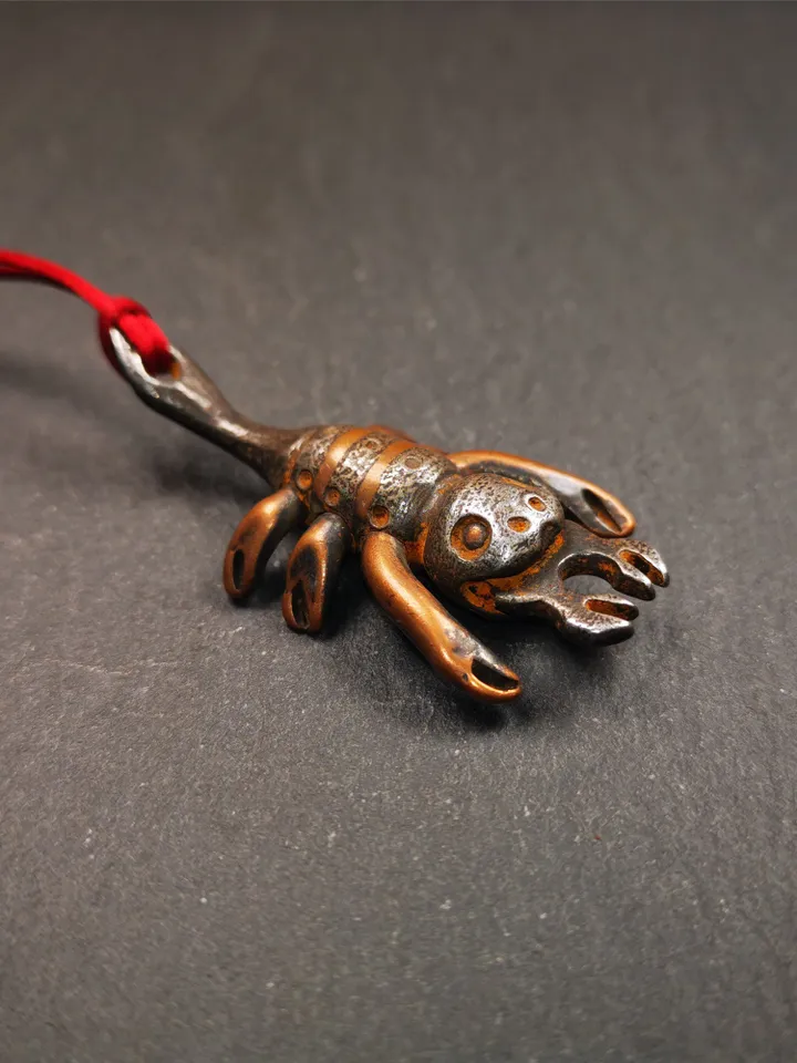Gandhanra Handmade Tibetan Amulet,Scorpion Guru of Padmasambhava, Buddhist Scorpion Totem Pendant, Made of Cold Iron,2.28&quot;