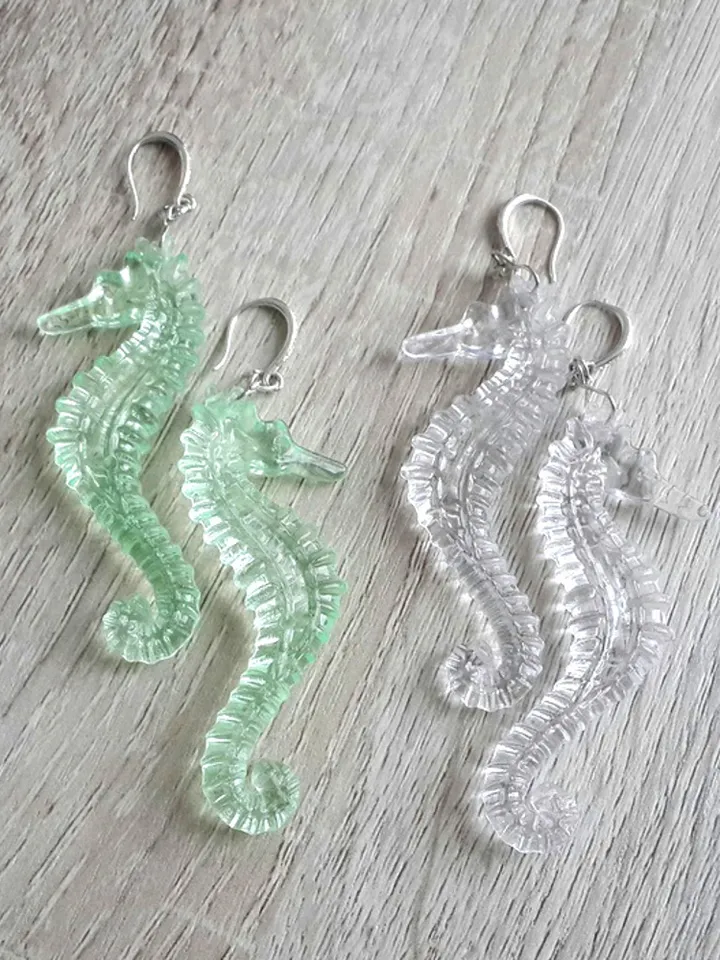Seahorse earrings, Seahorse long earrings, Seahorse gift for girls