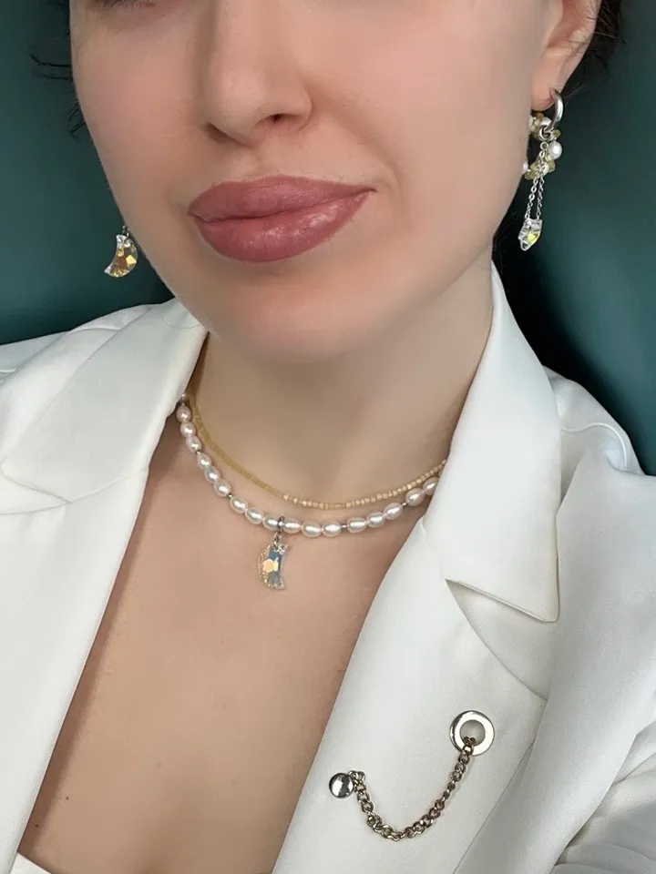 Pearl Jewelry Set Necklace Bracelet Earrings Swarovski pendant CRYSTAL SKY