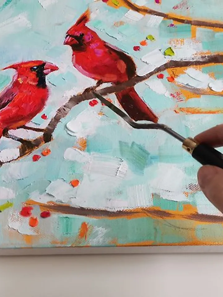 Cardinal Painting Original Art Oil Painting Birds Artwork Canvas Art