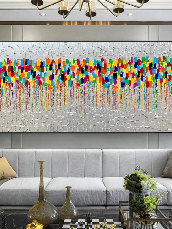 Original Oil Painting On Canvas, Abstract Colorful Textured Palette Art, Large Wall Art, Living room Wall Art, Home Decor, Boho Wall Decor