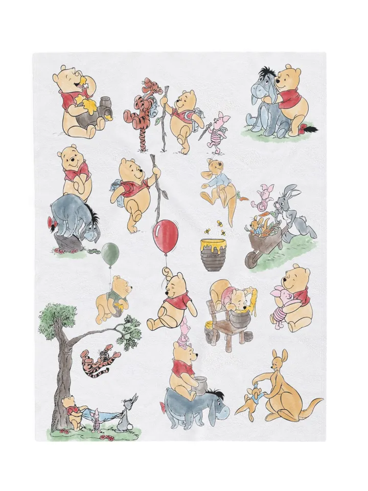 Winnie the Pooh Cozy Plush Blanket; Winnie the Pooh Baby Blanket; Hundred Acre Wood Blanket Gift for baby;