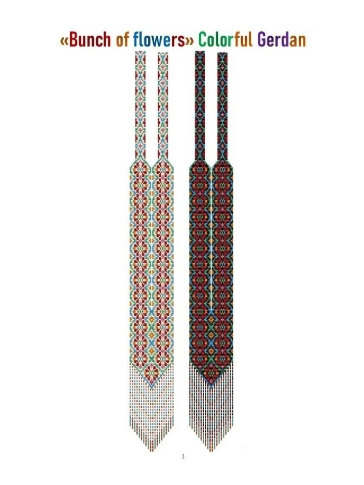 Bead loom «Bunch of flowers» Sautoir-Gerdan-Split-Loom Necklace patterns