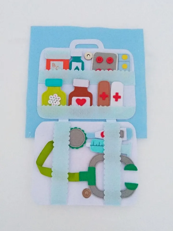 Doctor Quiet book Pattern , Felt book pattern pdf, Soft sensory book template, Busy book sewing ideas for kids 2, 3, 4 year old