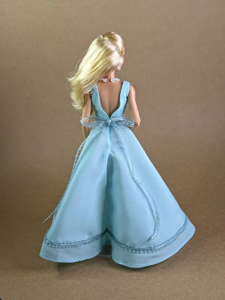 Handmade turquoise decorate evening dress for 1/6 scale fashion female dolls