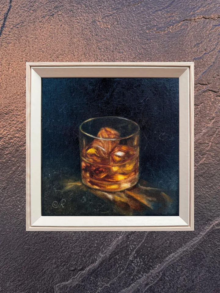 Whiskey Original Painting Glass of Whiskey Art Cocktail Painting Drinks Wall Art