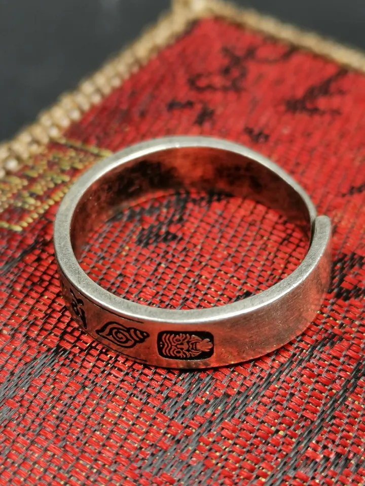 Gandhanra Unique Handcrafted Tibetan Silver Ring | Mantra of Drashi Lhamo| Adjustable Size | Protection Jewelry