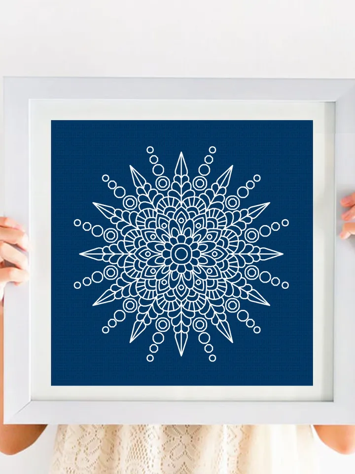 Blackwork mandala pattern PDF instant download Backstitch chart Mandala ornament for hand embroidery PDF, Mandala art, Snowflake #W41