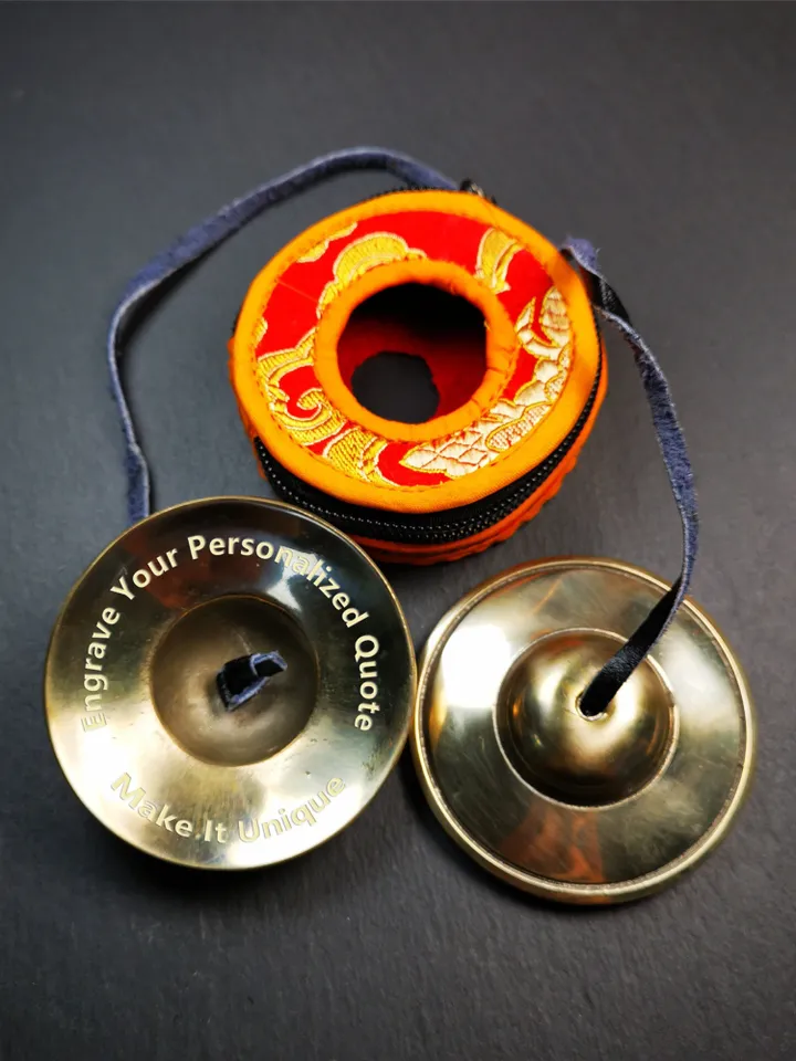 Gandhanra Customized Engrave Tibetan Cymbals,7cm / 2.75" Tingsha Bell,Buddhism Ritual Implement,Handmade in Nepal,Shiny Color
