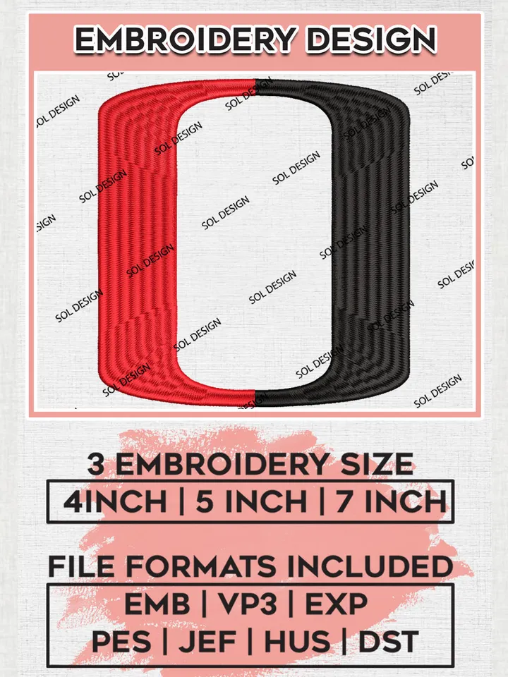 Omaha Mavericks Football Team Letter Logo Embroidery Design Files, NCAA Omaha Mavericks Machine Embroidery, NCAA Teams, Game Day, 3 sizes, NCAA Machine embroidery designs, Digital Download