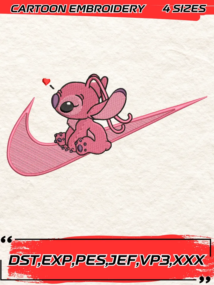 Swoosh Drip Pink Stitch Embroidery Design,Stitch Embroidery Design ,Machine Embroidery Design File,4 Sizes, Digital Download