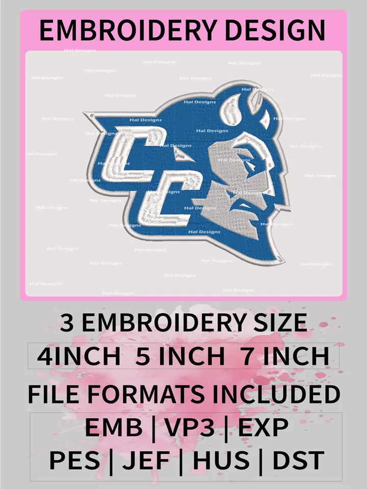 NCAA Central Connecticut Blue Devils Embroidery File, 3 Sizes, 6 Formats, NCAA Machine Embroidery Design, NCAA Logo, NCAA Teams