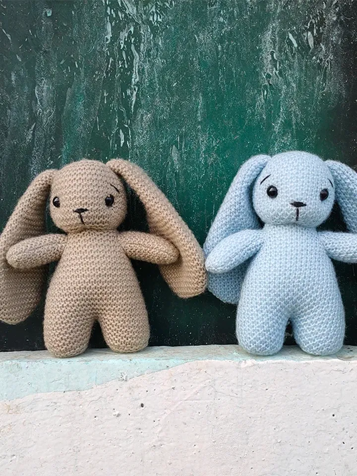 Handmade Knitted Baby Bunny Plush Toy – Adorable Crochet Rabbit Doll (15 cm)