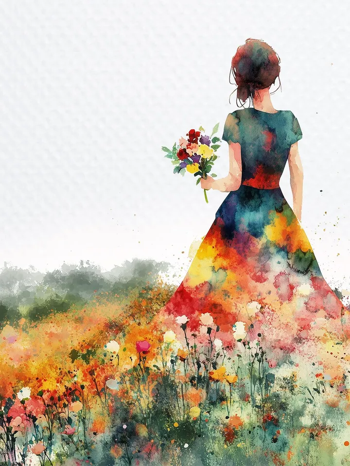 26 Girl and Flower PNG bundle, Printable Watercolor Floral Girl clipart, floral woman png for sublimation pack, Paper craft, junk journal