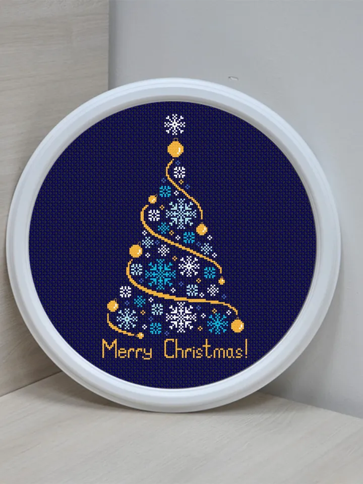 Christmas Tree cross stitch pattern download PDF Snowflake ornament cross stitch chart, Merry Christmas pattern digital PDF, Holiday #N128